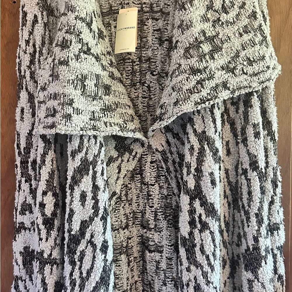 Lucky Brand Black and White Cowl Neck Sweater